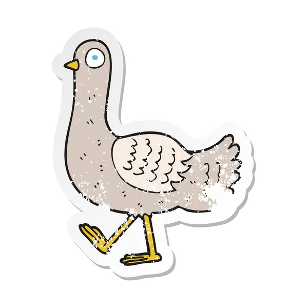 Retro Distressed Sticker Cartoon Pigeon — Stock Vector