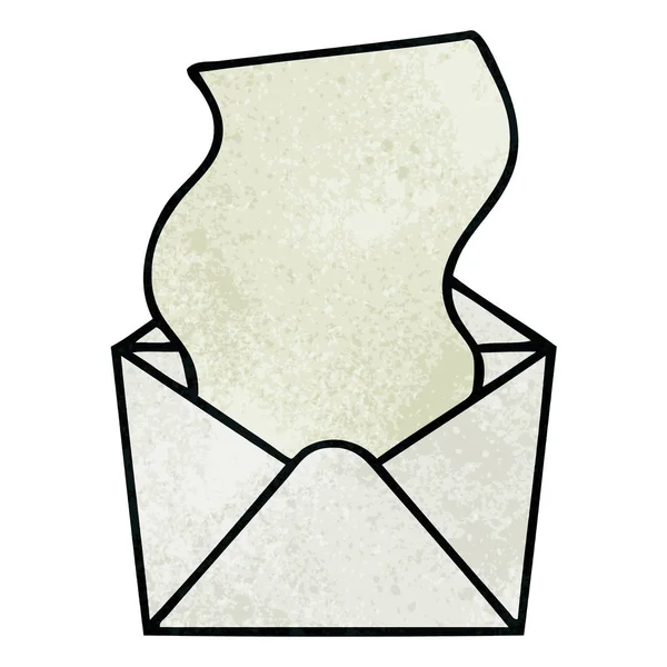 Eigenzinnige hand getekend cartoon letter en envelop — Stockvector