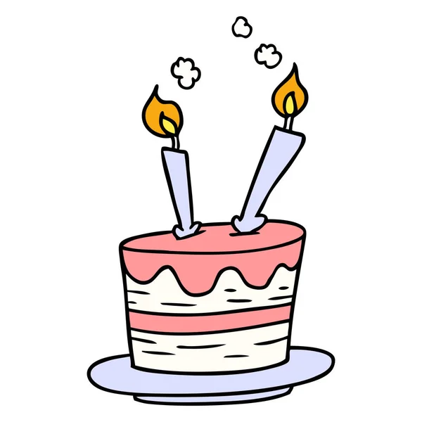 Garabato de dibujos animados de un pastel de cumpleaños — Archivo Imágenes Vectoriales