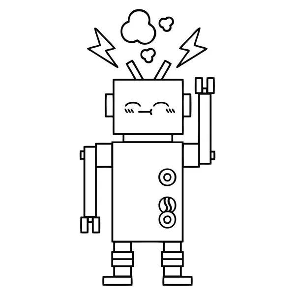 Línea dibujo dibujos animados robot mal funcionamiento — Archivo Imágenes Vectoriales