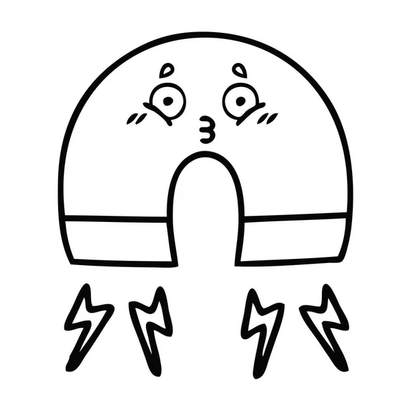 Lijntekening cartoon magneet — Stockvector