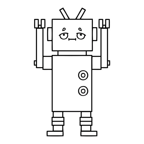 Linienzeichnung Cartoon Roboter — Stockvektor