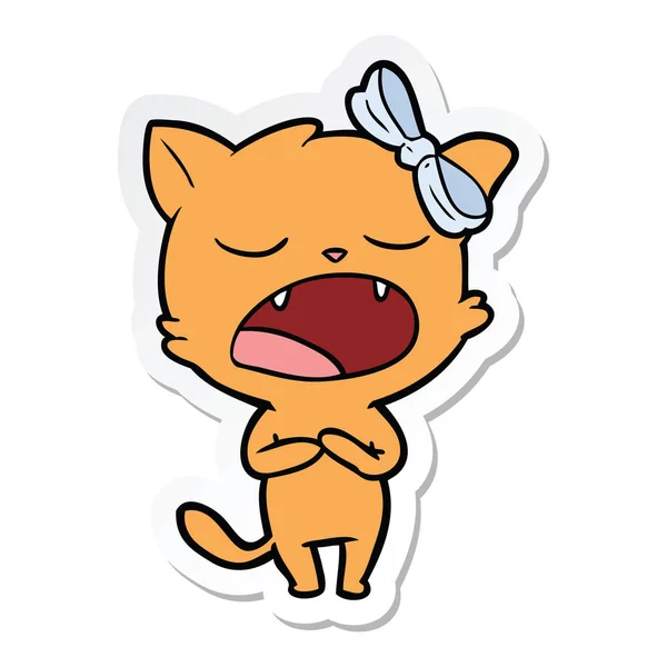 Sticker van een cartoon zingen kat — Stockvector