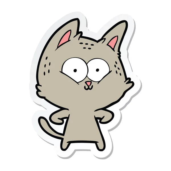 Sticker of a cartoon cat — Stock Vector