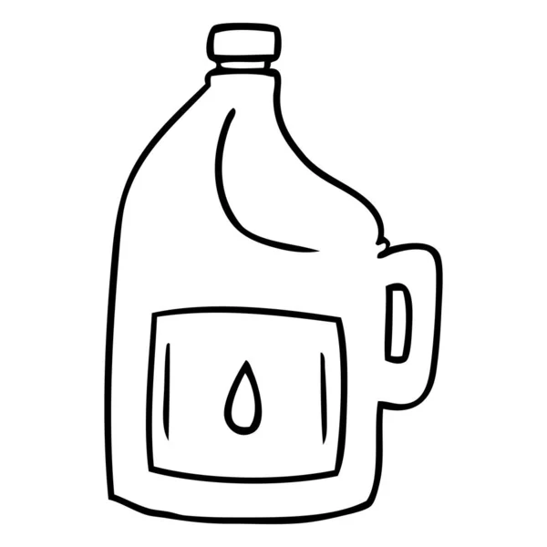 Línea de dibujo garabato de una botella de bebida grande — Vector de stock