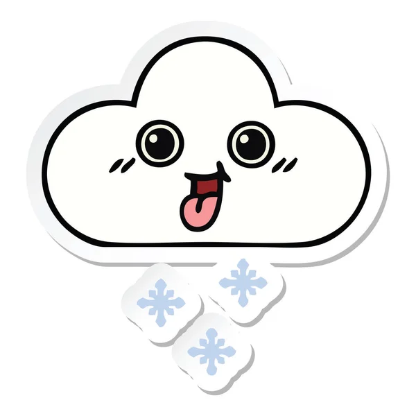 Autocollant d'un nuage de neige dessin animé mignon — Image vectorielle