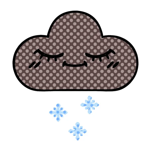 Quadrinhos estilo cartoon tempestade neve nuvem — Vetor de Stock