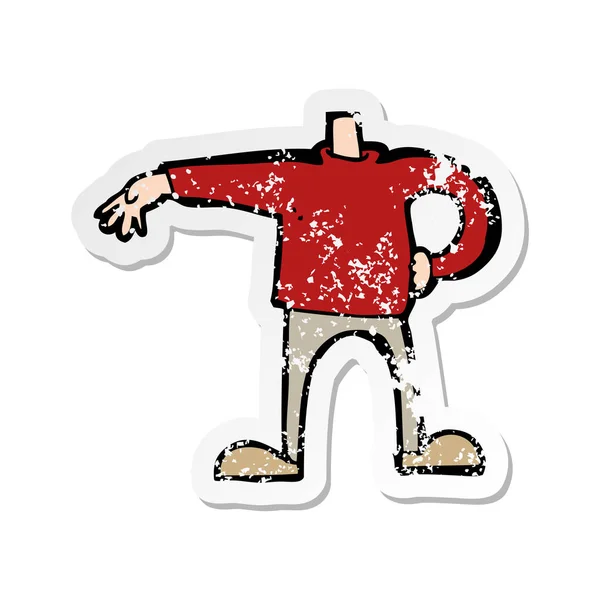 ジェスチャーを作る漫画男性少年のレトロな苦しめられたステッカー — ストックベクタ