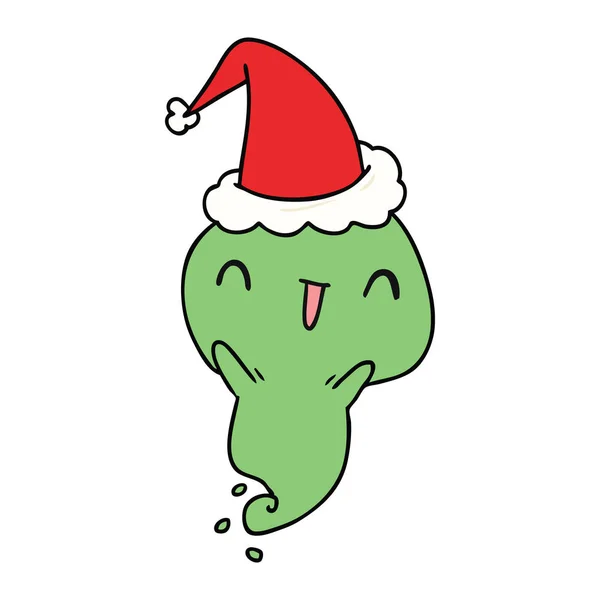 Desenhos animados de Natal do fantasma kawaii — Vetor de Stock