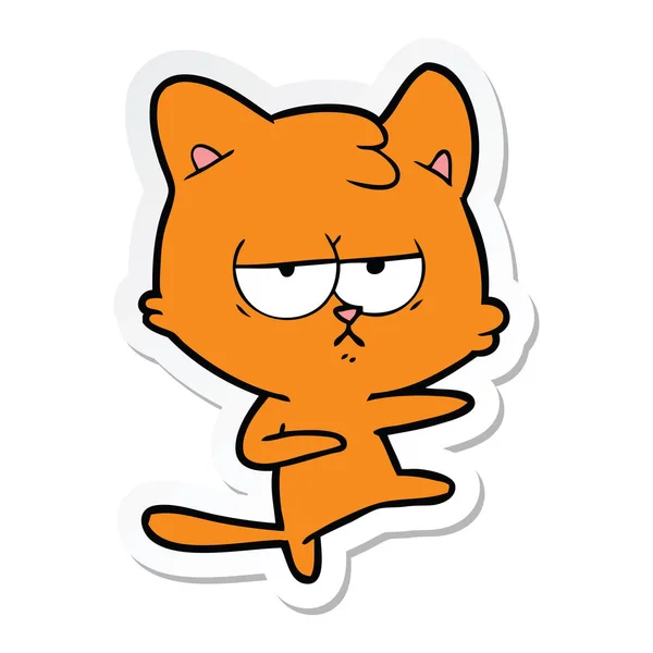 Sticker Bored Cartoon Cat — Stock Vector