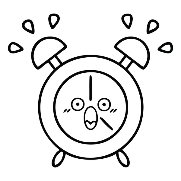 Dibujo Línea Dibujos Animados Reloj Despertador — Vector de stock