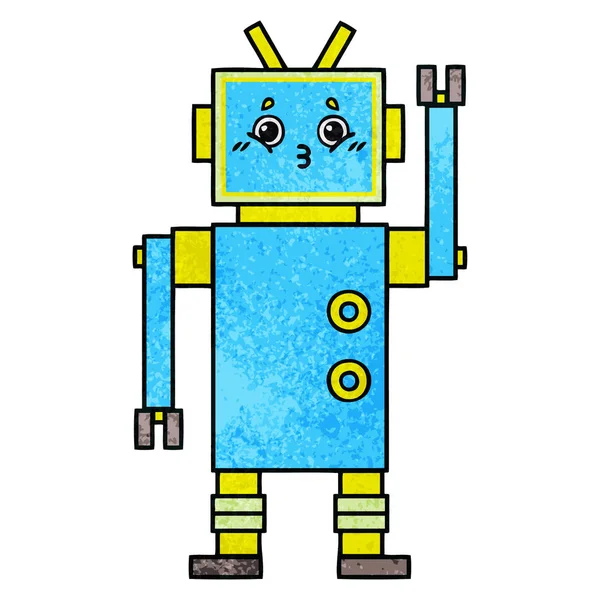 Robot de dibujos animados de textura grunge retro — Archivo Imágenes Vectoriales