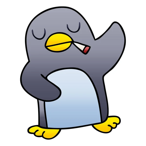 Gradient Schattierte Schrullige Cartoon Pinguin — Stockvektor