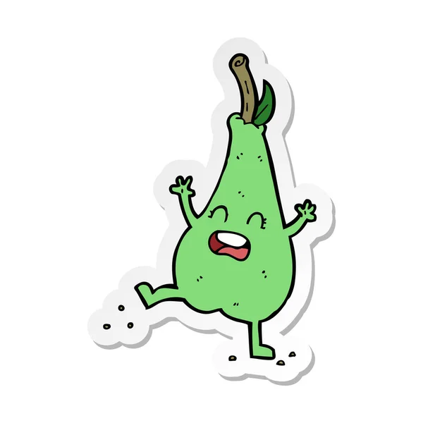 Sticker of a cartoon happy dancing pear — Stock Vector