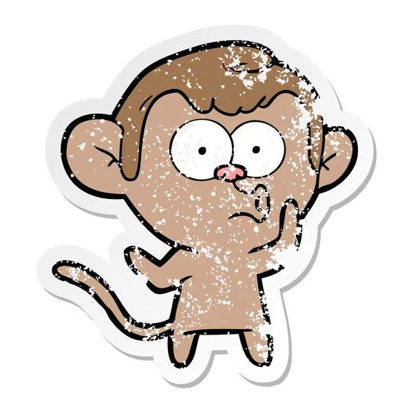 Trudnej sytuacji naklejki Cartoon jęcząc małpa — Wektor stockowy