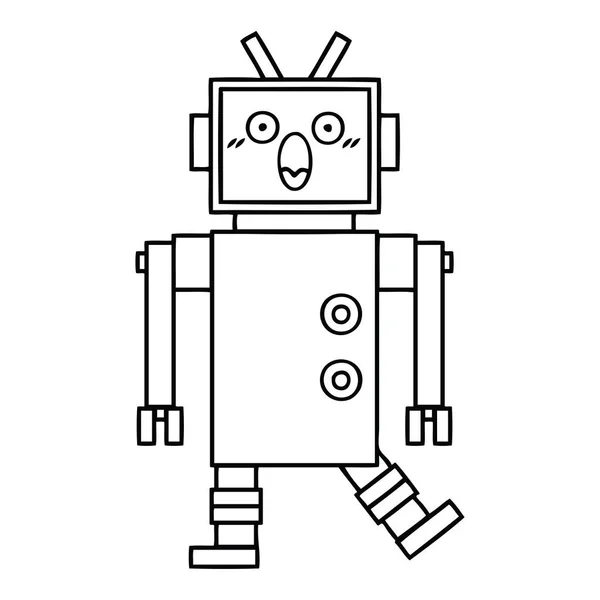 Linienzeichnung Cartoon Roboter — Stockvektor