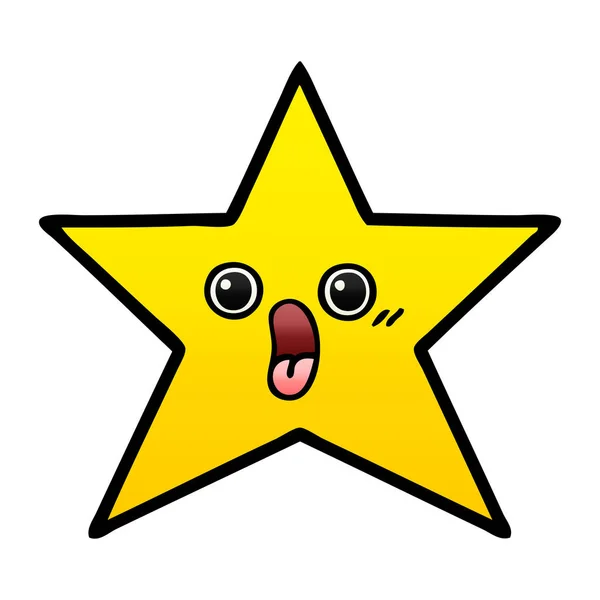Desenho Animado Sombreado Gradiente Uma Estrela Ouro — Vetor de Stock