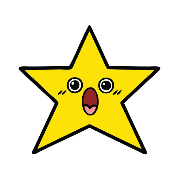 Roztomilý kreslený Zlatá hvězda — Stockový vektor