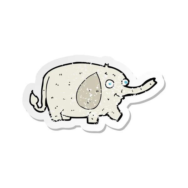 Retro noodlijdende sticker van een cartoon grappige kleine olifant — Stockvector