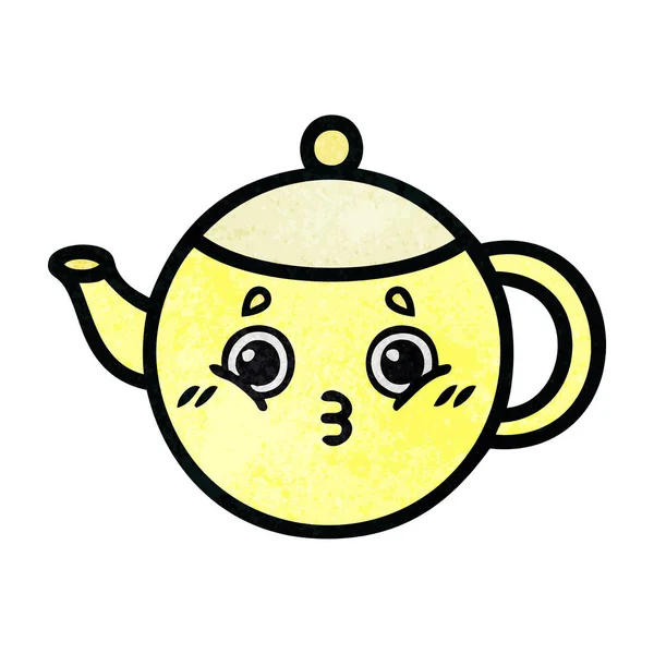 Retro streszczenie tekstura kreskówka dzbanek do herbaty — Wektor stockowy