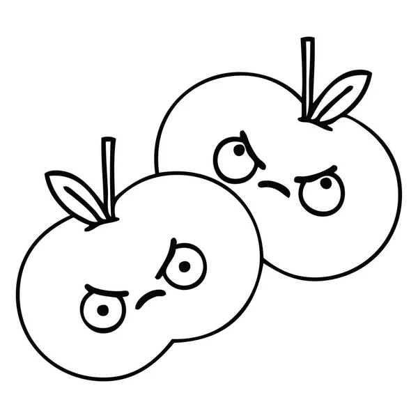 ジューシーなリンゴのライン描画漫画 — ストックベクタ