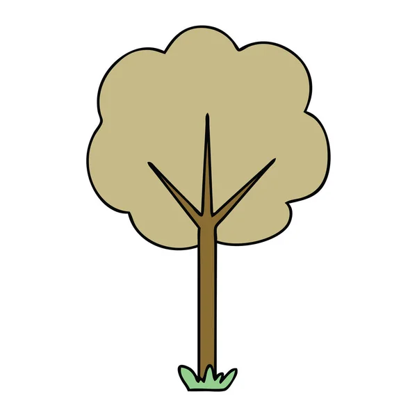 Peculiar mano dibujado árbol de dibujos animados — Vector de stock