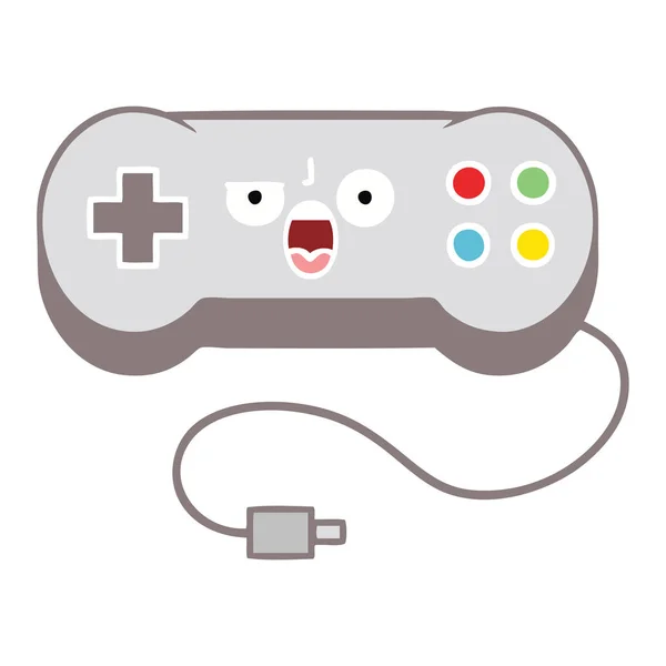 Dibujos Animados Retro Color Plano Controlador Juego — Vector de stock