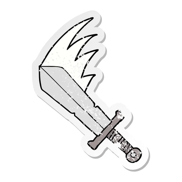 Aufkleber Eines Cartoons Der Das Schwert Schwingt — Stockvektor