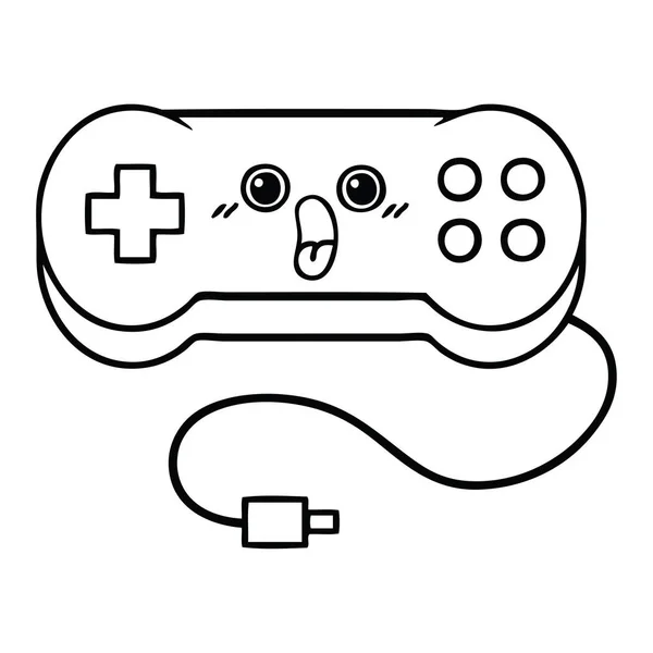 Lijntekening Cartoon Van Een Game Controller — Stockvector