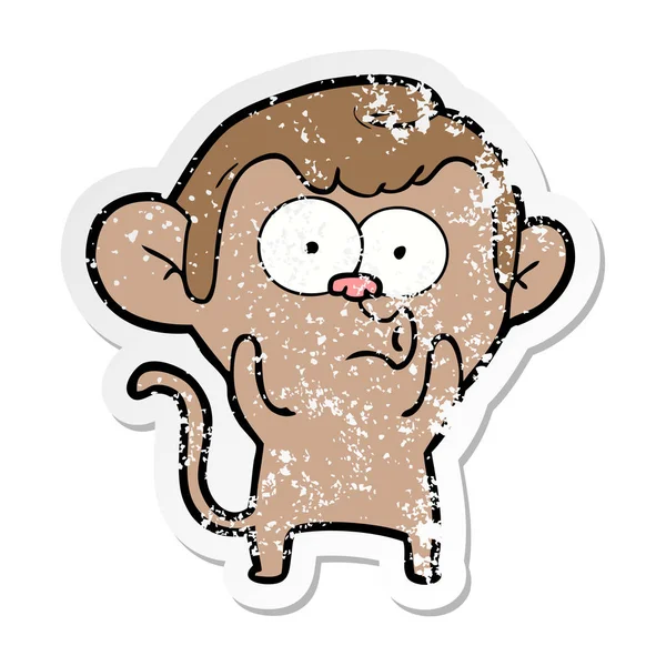 Trudnej sytuacji naklejki Cartoon jęcząc małpa — Wektor stockowy