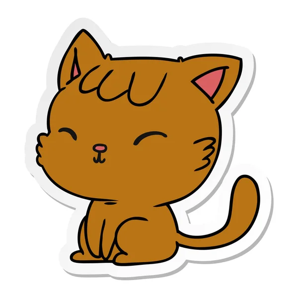 Sticker Cartoon Illustration Cute Kawaii Cat — Stock Vector