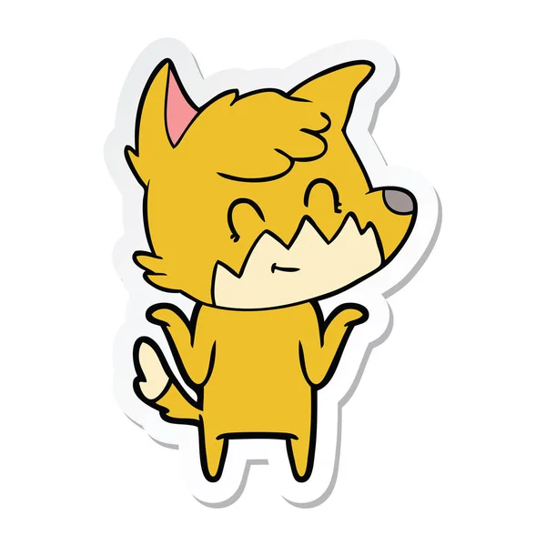 Sticker Cartoon Happy Fox — Stock Vector