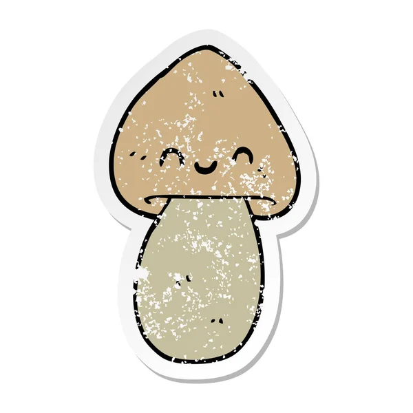 만화 버섯의 고민된 스티커 — 스톡 벡터