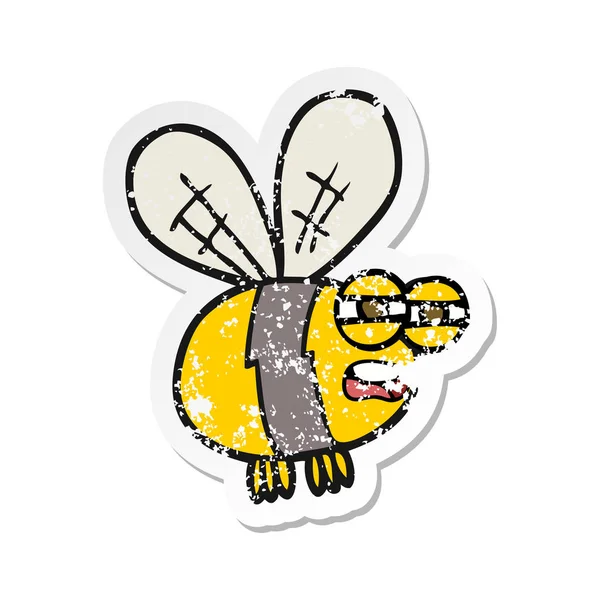 复古苦恼贴纸的卡通蜜蜂 — 图库矢量图片