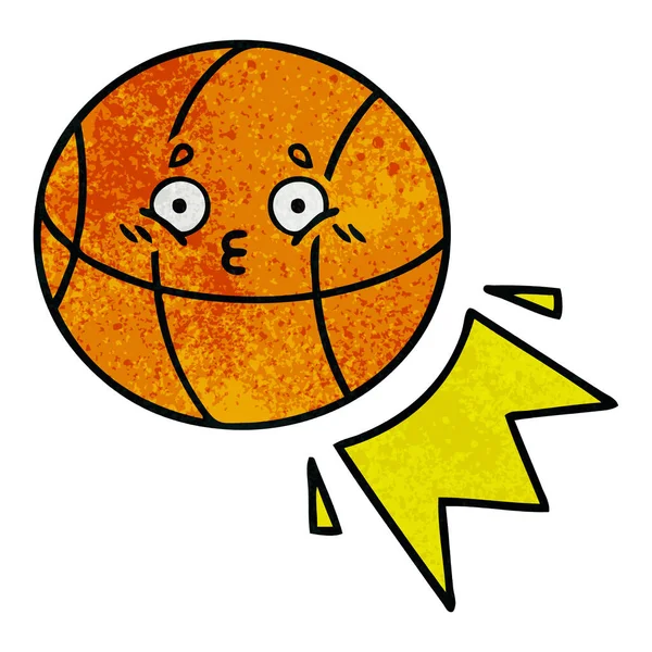 Retro grunge doku karikatür basketbol — Stok Vektör