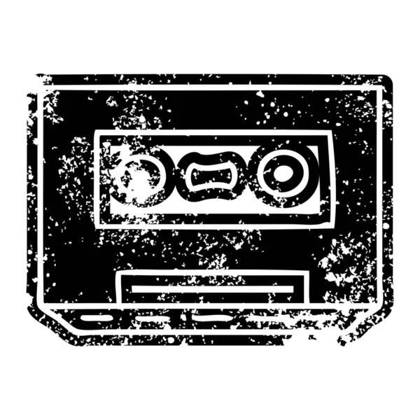 Grunge icon drawing of a retro cassette tape — Stock Vector