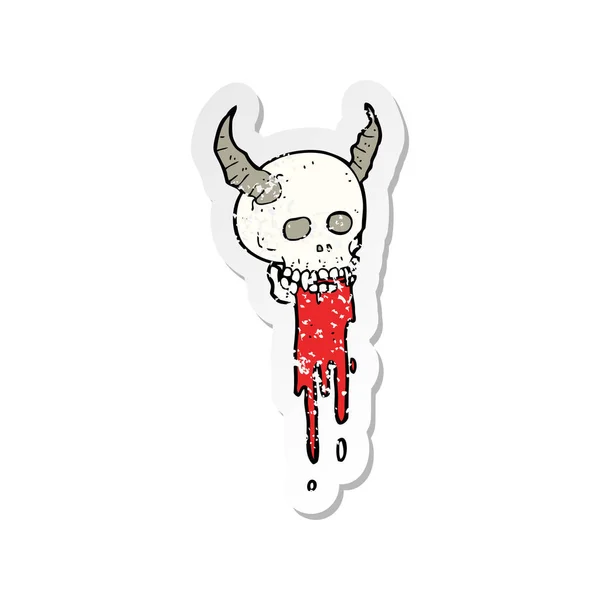 Retro noodlijdende sticker van een cartoon spooky halloween schedel — Stockvector