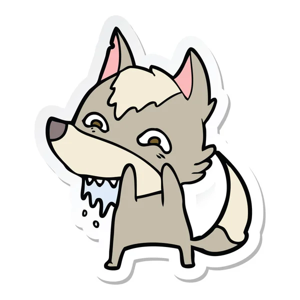 漫画空腹オオカミのステッカー — ストックベクタ