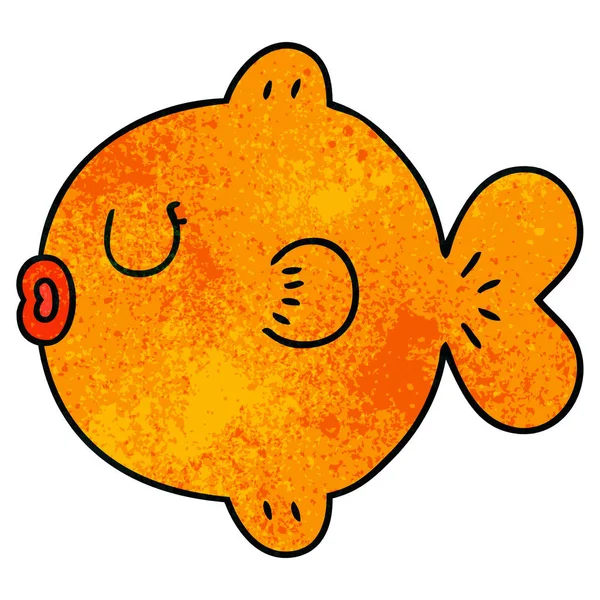 Schrullige handgezeichnete Zeichentrickfische — Stockvektor