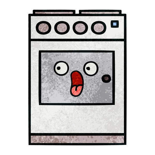 Retro grunge textuur cartoon keuken oven — Stockvector