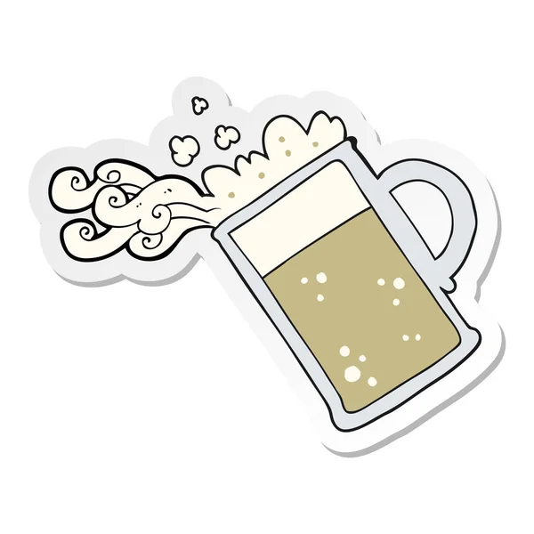 Sticker of a cartoon pouring beer — Stock Vector