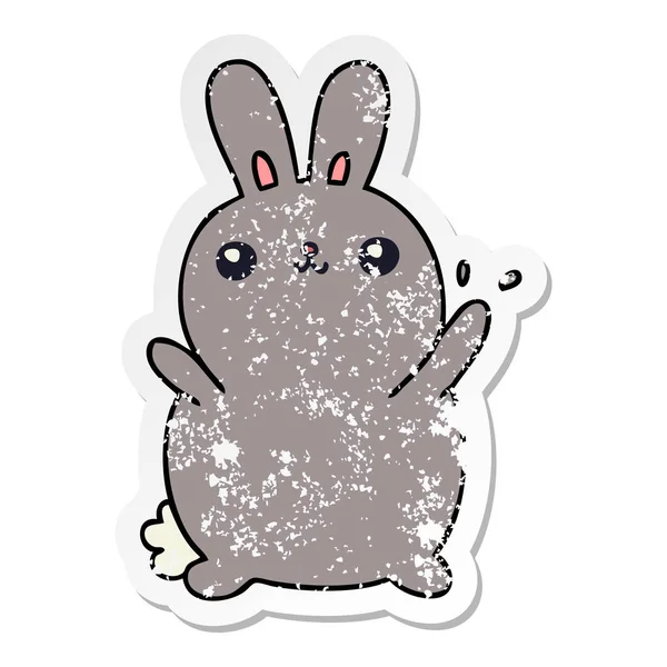 Distressed sticker of a quirky hand drawn cartoon rabbit — Stock Vector