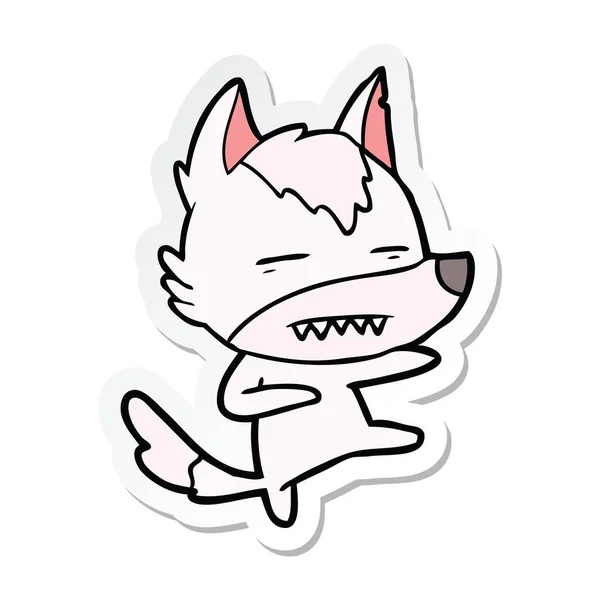 蹴る漫画オオカミのステッカー — ストックベクタ