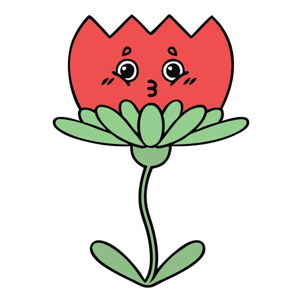 Sevimli çizgi çiçek — Stok Vektör