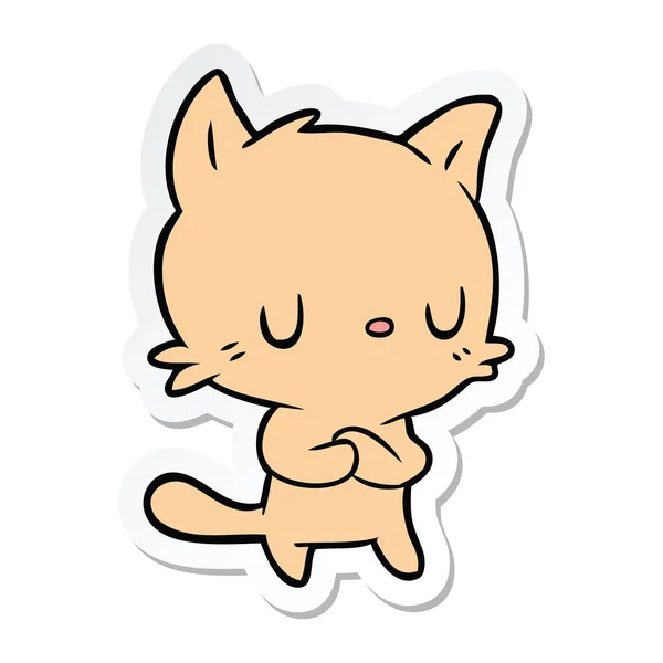 Sticker of a cartoon cat — Stock Vector