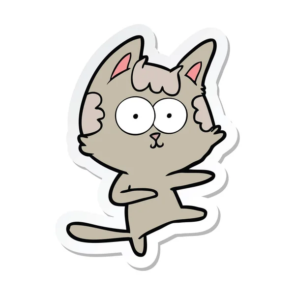 Adesivo di un gatto dei cartoni animati ballando — Vettoriale Stock