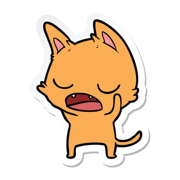 Sticker van een pratende kat cartoon — Stockvector