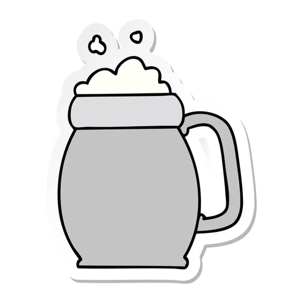 Pegatina de una pinta de dibujos animados de una mano peculiar de cerveza — Vector de stock