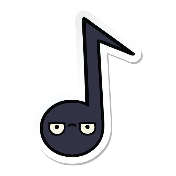 Sticker van een leuke cartoon muzieknoot — Stockvector