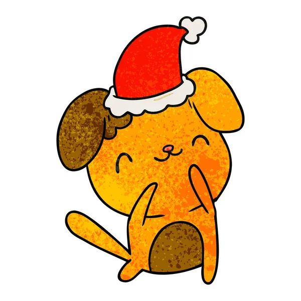 Karácsonyi mintás rajzfilm kawaii kutya — Stock Vector